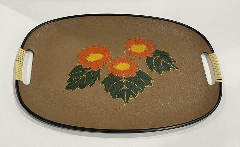 Vintage EVERBRIGHT LACQUERWARE Serving Tray Mid Century Modern Japan Flowers